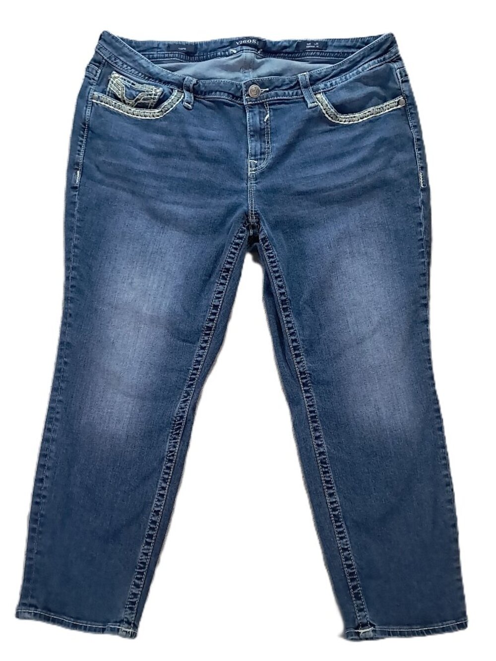 VIGOSS Jean Heritage Fit Capri Women Plus 40x25, Tag 20x25 Blue Denim Flaps